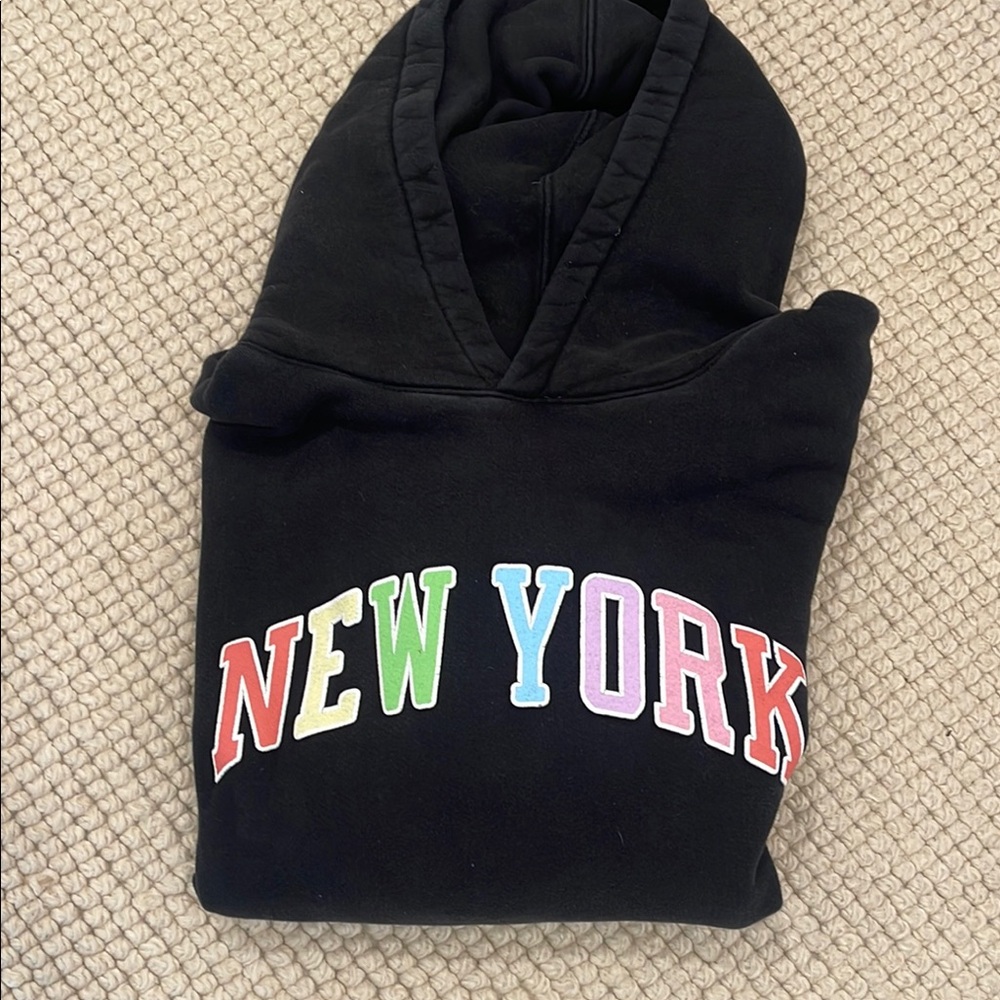Madhappy Black Hoodie with Multicolor New York Print.